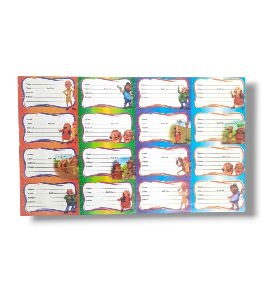 Motu Patlu Notebook Stickers for Kids/School Labels - Sticker Count 32